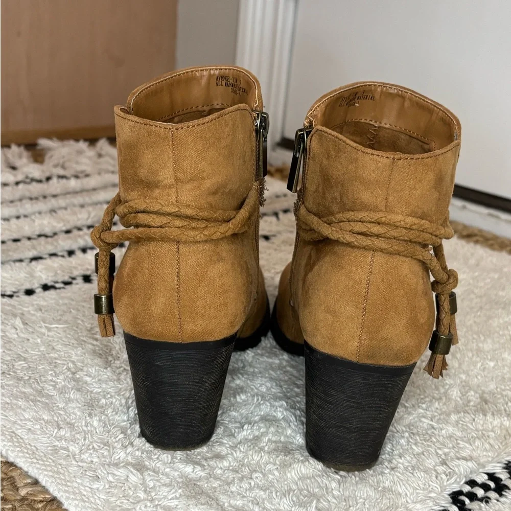BAMBOO Tan Ankle Boots with Braided Detail